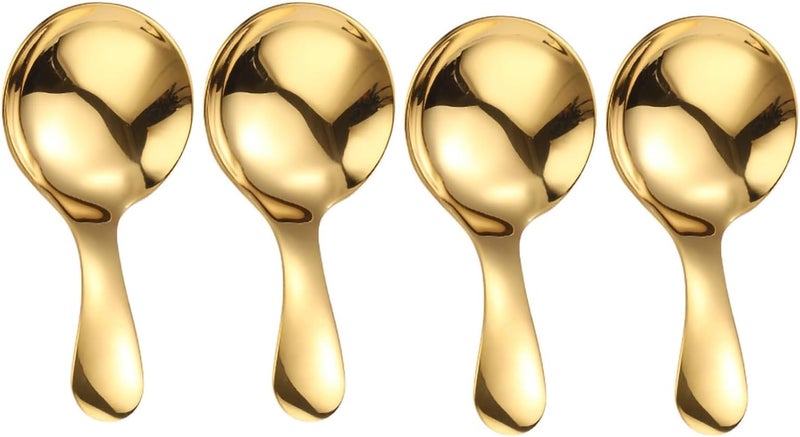 ICSTM Small Scoops for Canisters,4 Pcs Coffee Scoops,Short Handle Spoons for Salt Sugar Condiments Coffee Tea Dessert (Gold) - Image 1